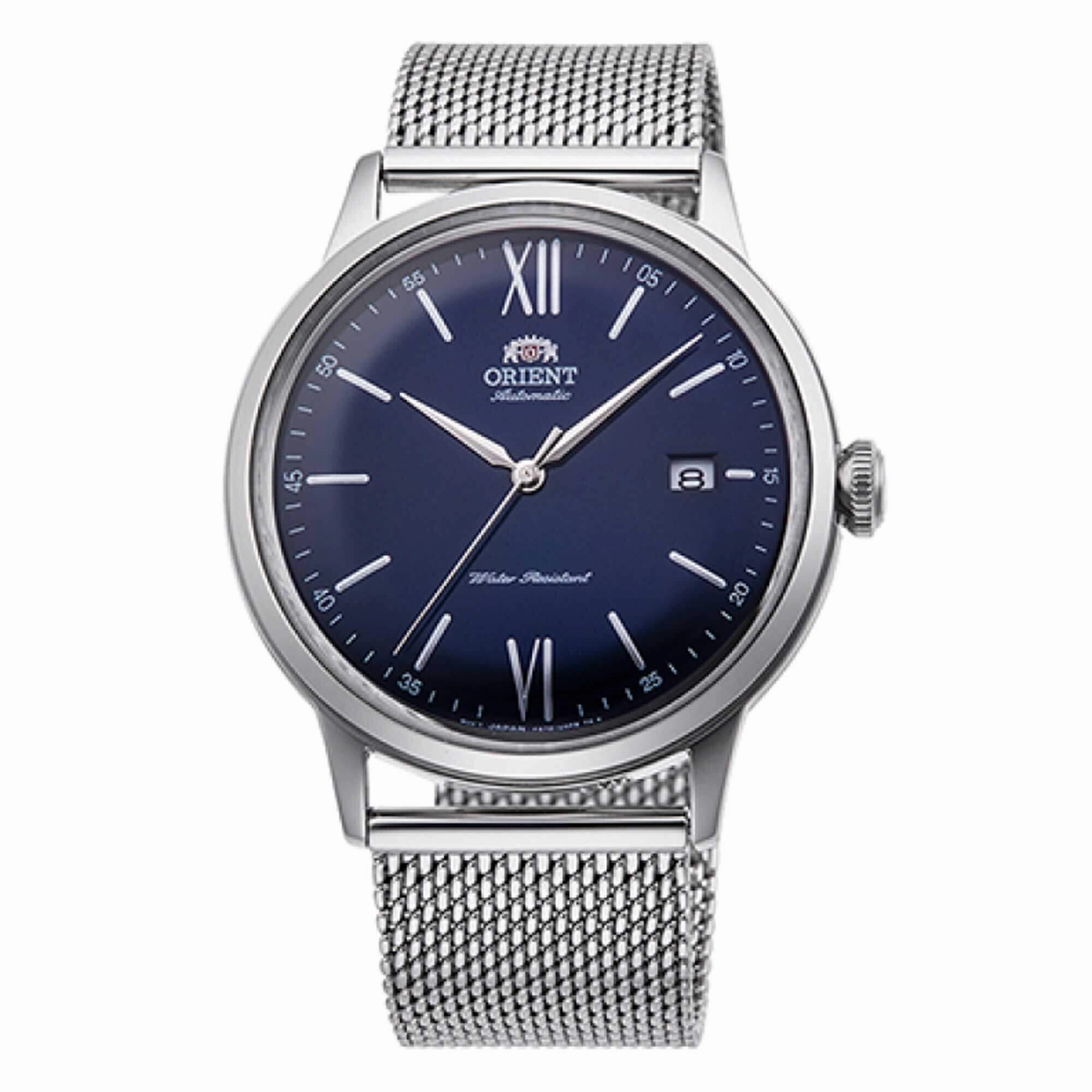 Orient Men's Watch - Bambino Blue Dial Silver Tone Mesh Bracelet | RA-AC0019L10B