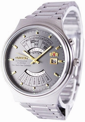 Orient Multi Year Calendar Perpetual World Time Automatic Grey Dial Men's Watch FEU00002KW