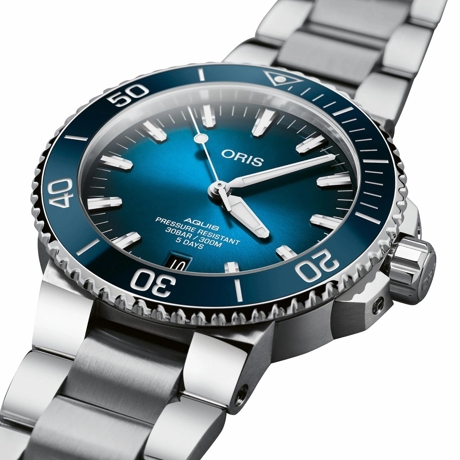 Oris Aquis Automatic Stainless Steel Blue Dial Date Divers Mens Watch 400 7763 4135-07 8 24 09PEB