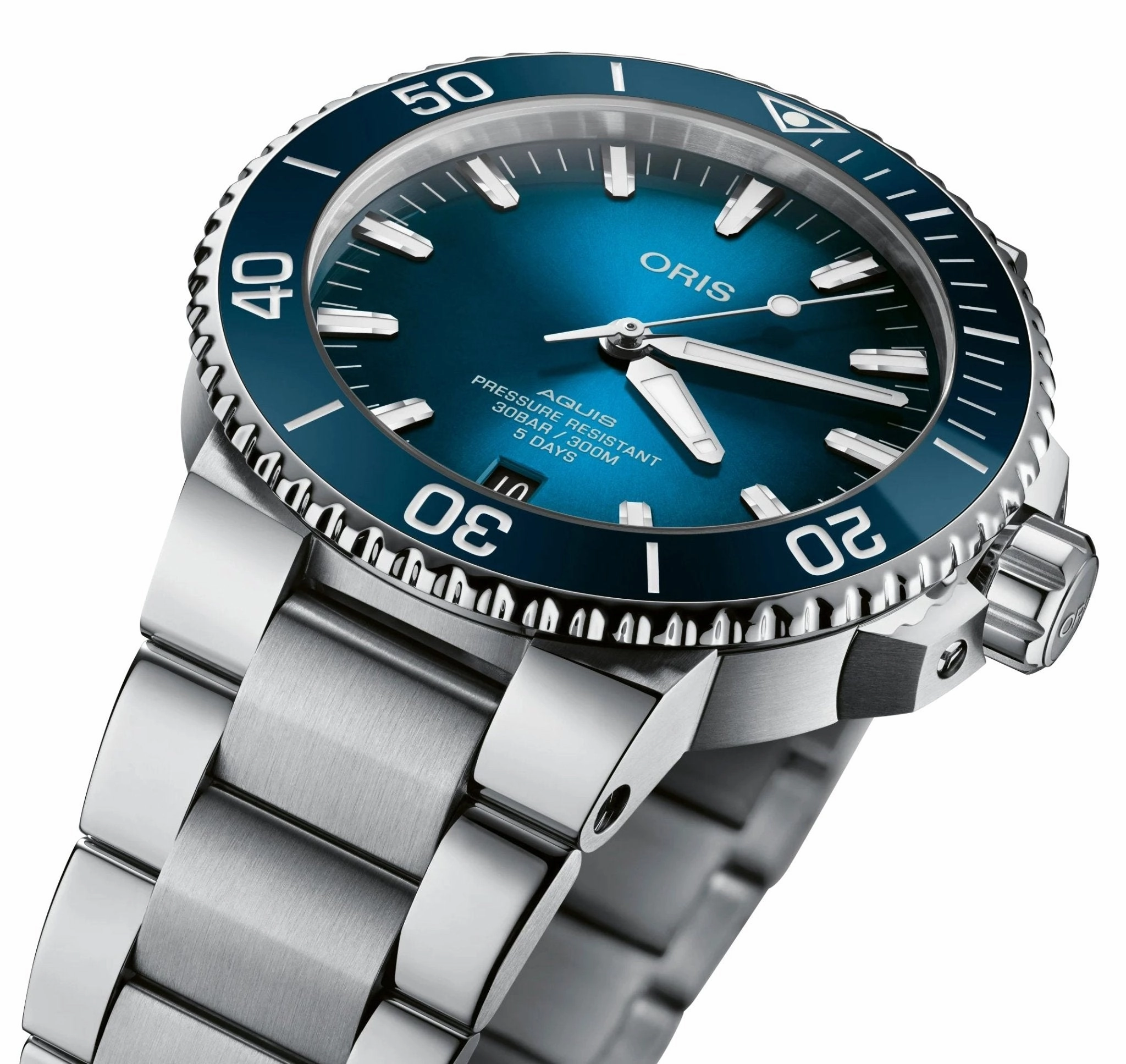 Oris Aquis Automatic Stainless Steel Blue Dial Date Divers Mens Watch 400 7763 4135-07 8 24 09PEB