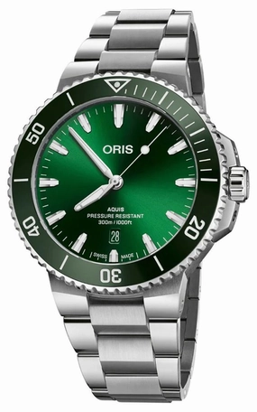 Oris Aquis Date Automatic Stainless Steel Green Dial Divers Mens Watch 733 7789 4157-07 8 23 04PEB