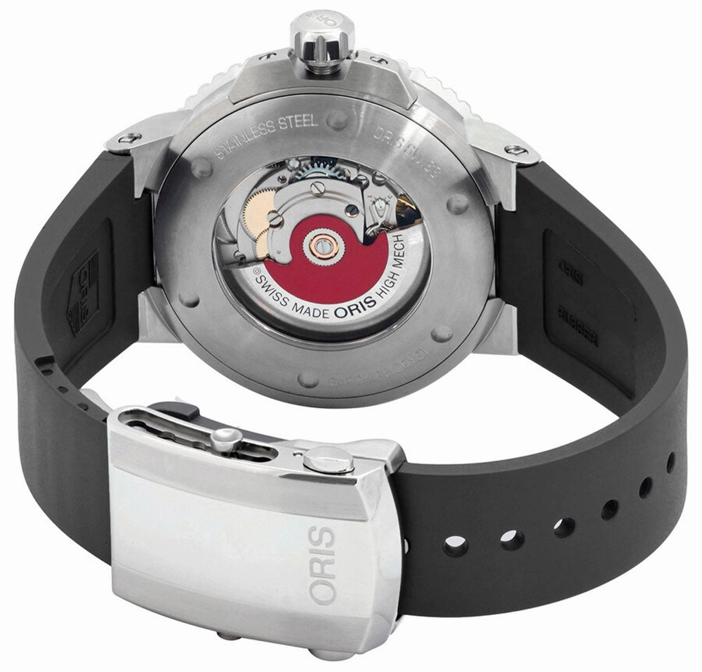 Oris Aquis Relief Automatic Stainless Steel Gray Dial Gray Rubber Strap Date Divers Mens Watch 733 7730 4153-07 4 24 63EB