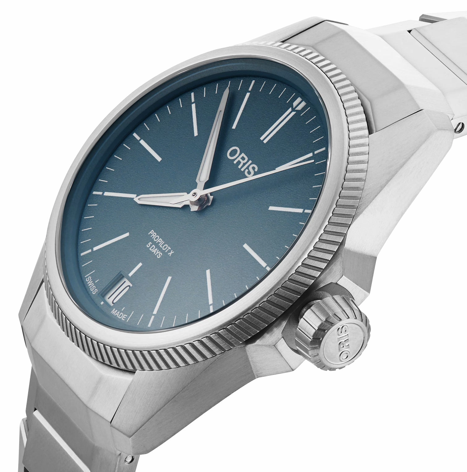 Oris ProPilot X Calibre 400 Automatic Titanium Blue Dial Date Mens Watch 400 7778 7155-07 7 20 01TLC
