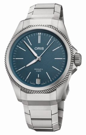 Oris ProPilot X Calibre 400 Automatic Titanium Blue Dial Date Mens Watch 400 7778 7155-07 7 20 01TLC