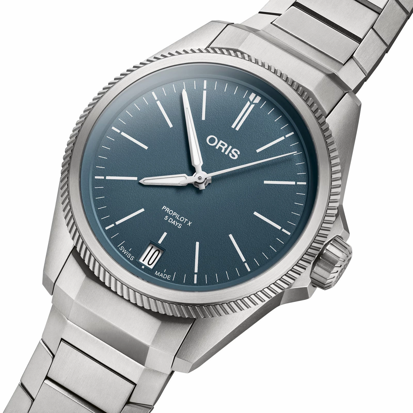 Oris ProPilot X Calibre 400 Automatic Titanium Blue Dial Date Mens Watch 400 7778 7155-07 7 20 01TLC
