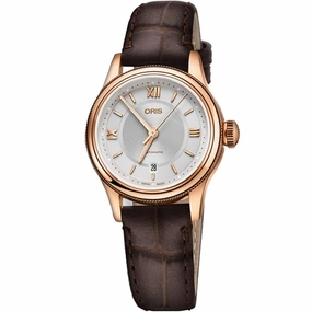 Oris Women's Automatic Watch - Classic Date Brown Leather Strap | 01 561 7718 4871LS
