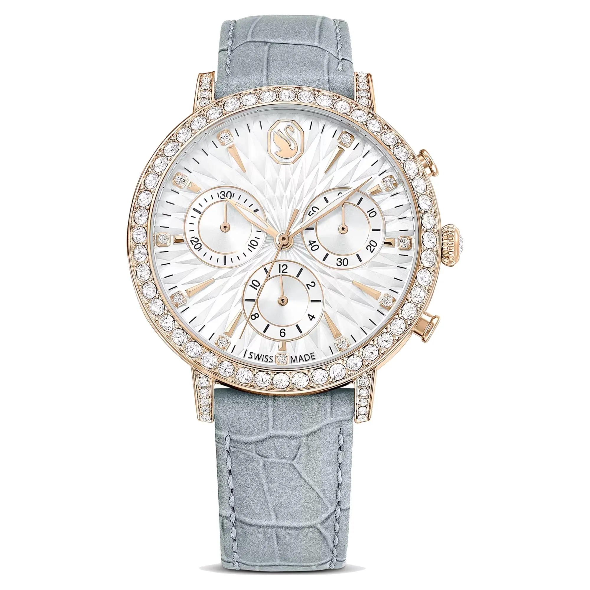 Orologio Matrix Tennis Chrono Fabbricato in Svizzera, Cinturino in pelle, Grigio, Finitura in tonalit champagne dorato