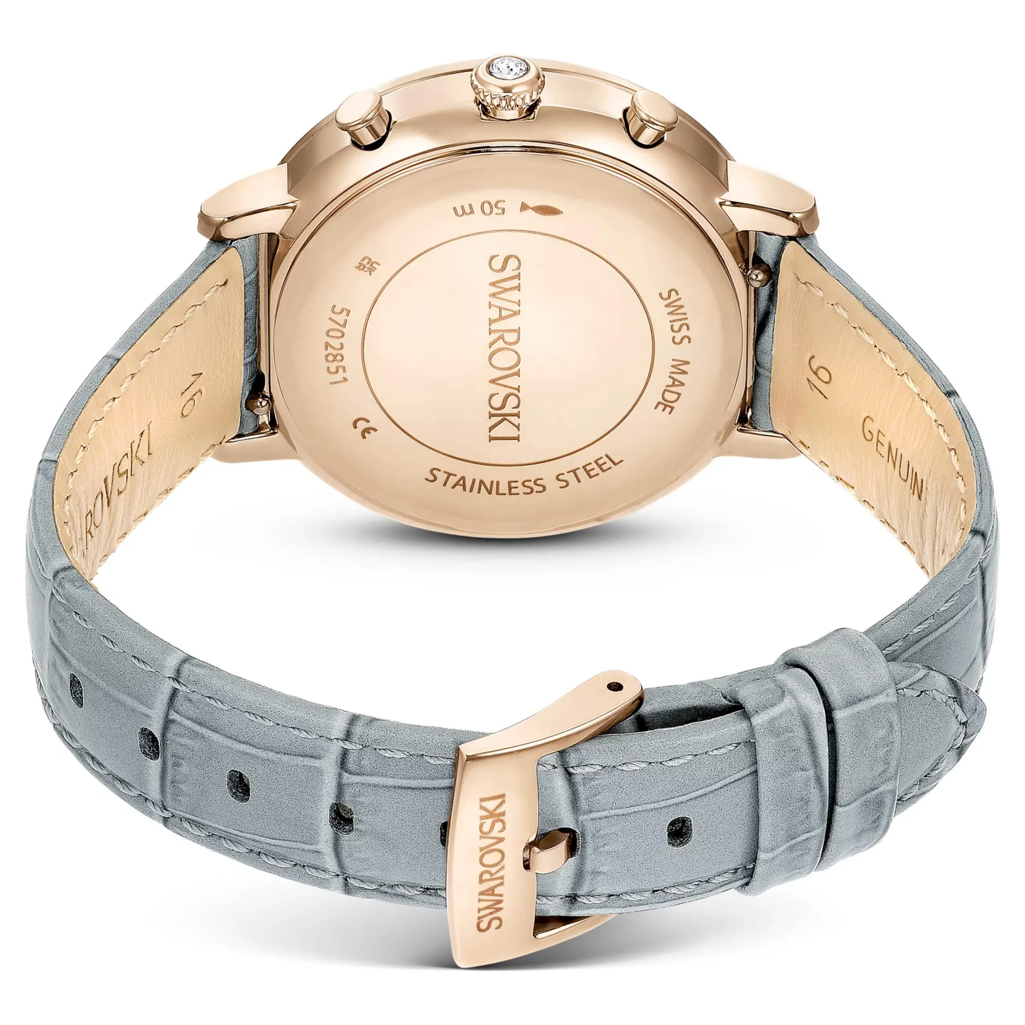 Orologio Matrix Tennis Chrono Fabbricato in Svizzera, Cinturino in pelle, Grigio, Finitura in tonalit champagne dorato