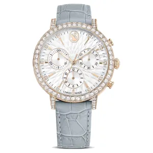 Orologio Matrix Tennis Chrono Fabbricato in Svizzera, Cinturino in pelle, Grigio, Finitura in tonalit champagne dorato