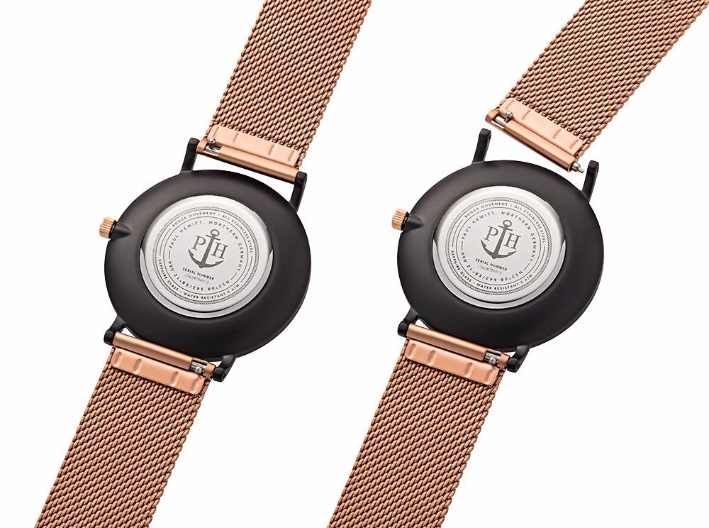 Paul Hewitt Sailor Black Sunray Rose Gold Mesh Watch