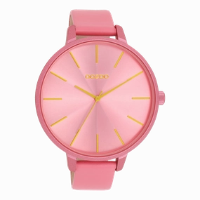 Pink shell coloured OOZOO watch with leather strap - C11250