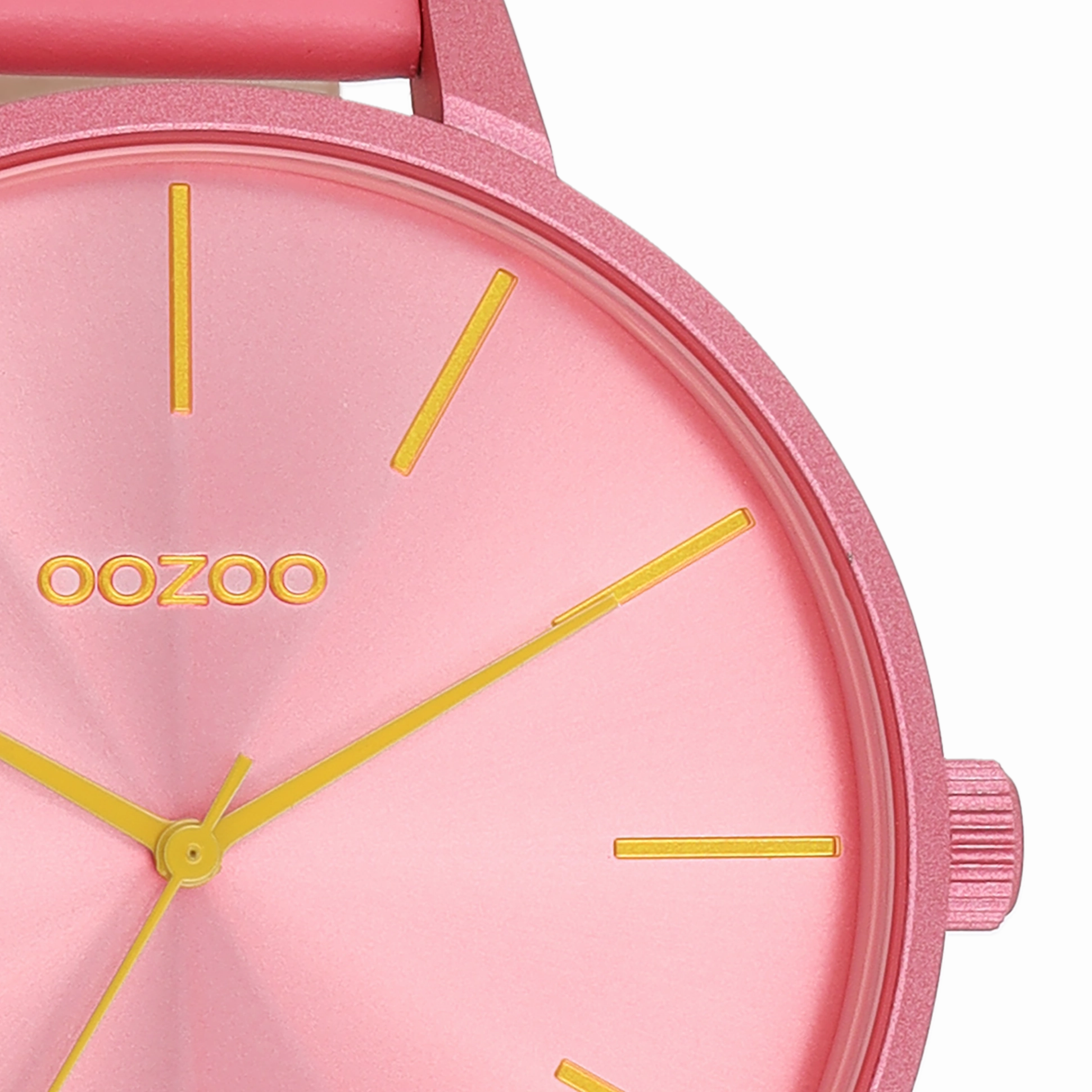 Pink shell coloured OOZOO watch with leather strap - C11250
