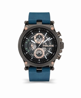 Police Taman Blue Leather Strap Watch PEWJF2108602