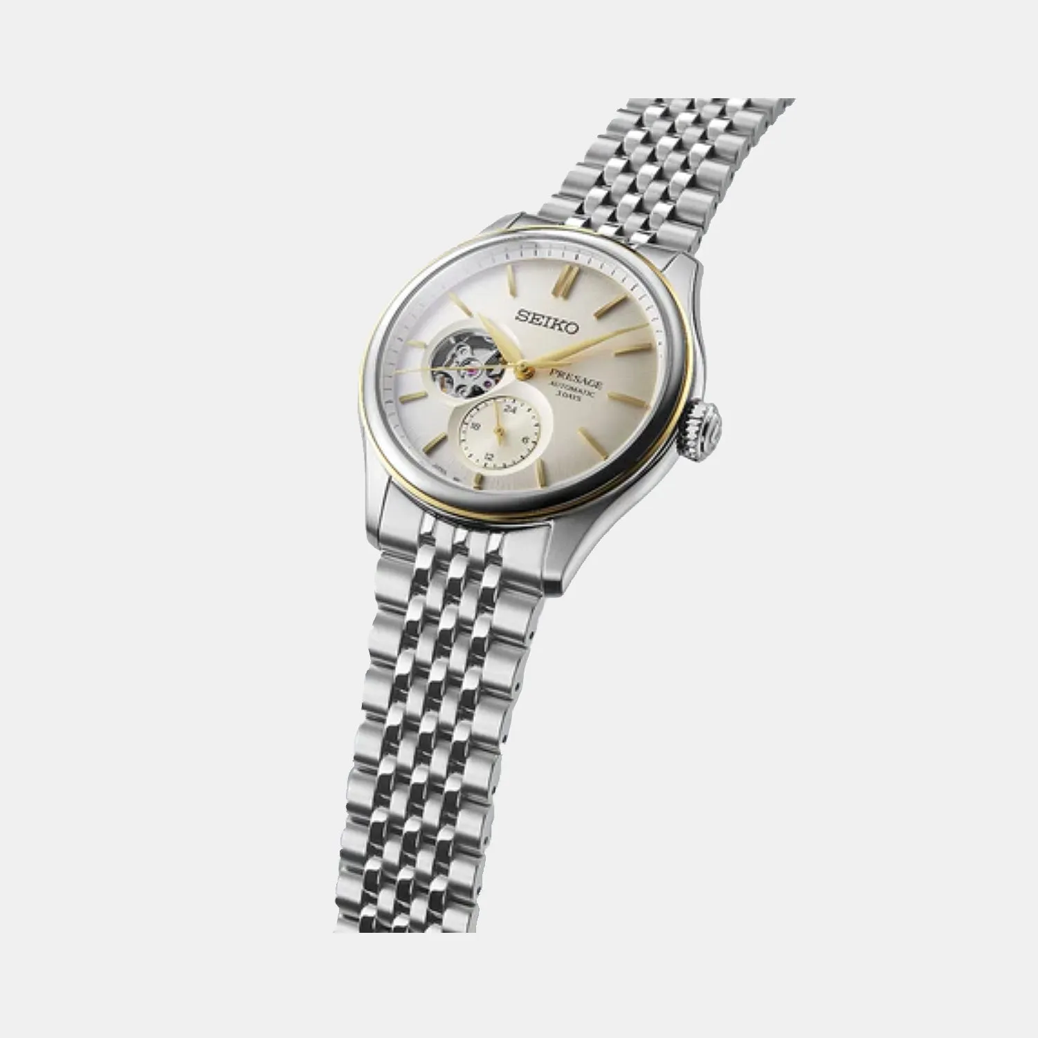 Presage Classic Series Men Automatic Champagne Dial Analog Stainless Steel Watch SPB480J1