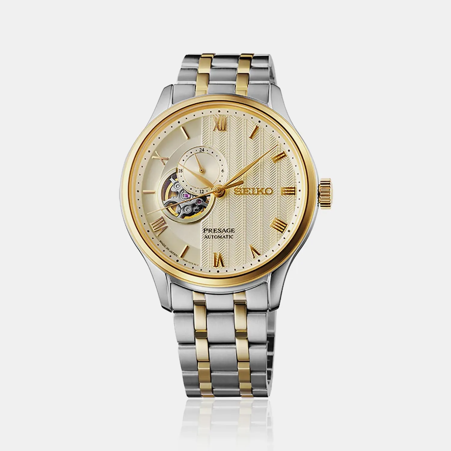 Presage Japanese Zen Garden Men Automatic Golden Dial Analog Stainless Steel Watch SSA464J1