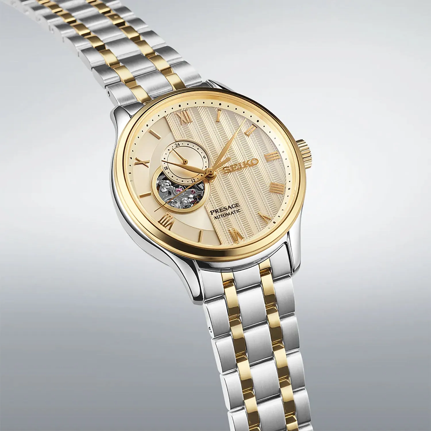 Presage Japanese Zen Garden Men Automatic Golden Dial Analog Stainless Steel Watch SSA464J1