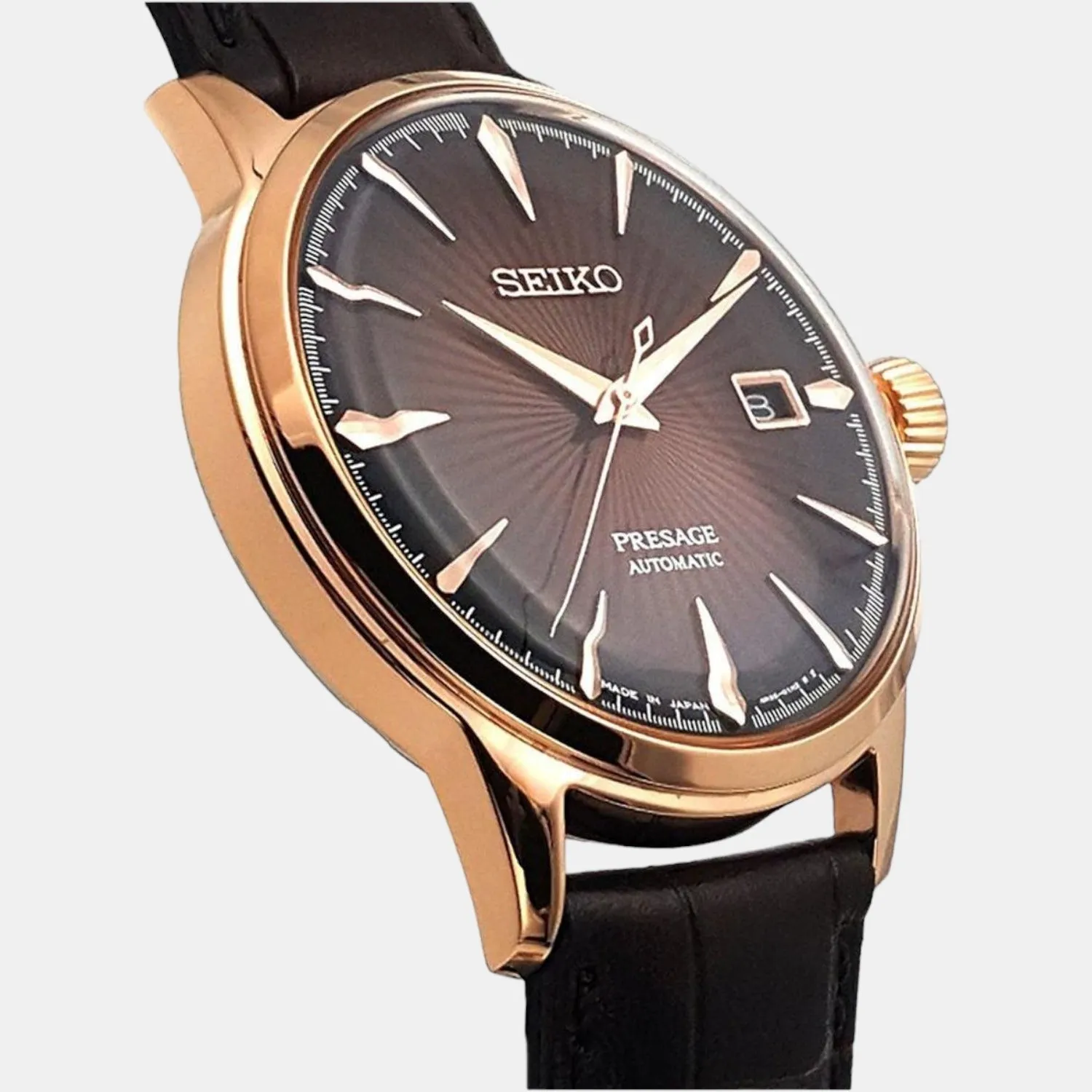 Presage Men Automatic Brown Dial Analog Leather Watch SRPB46J1