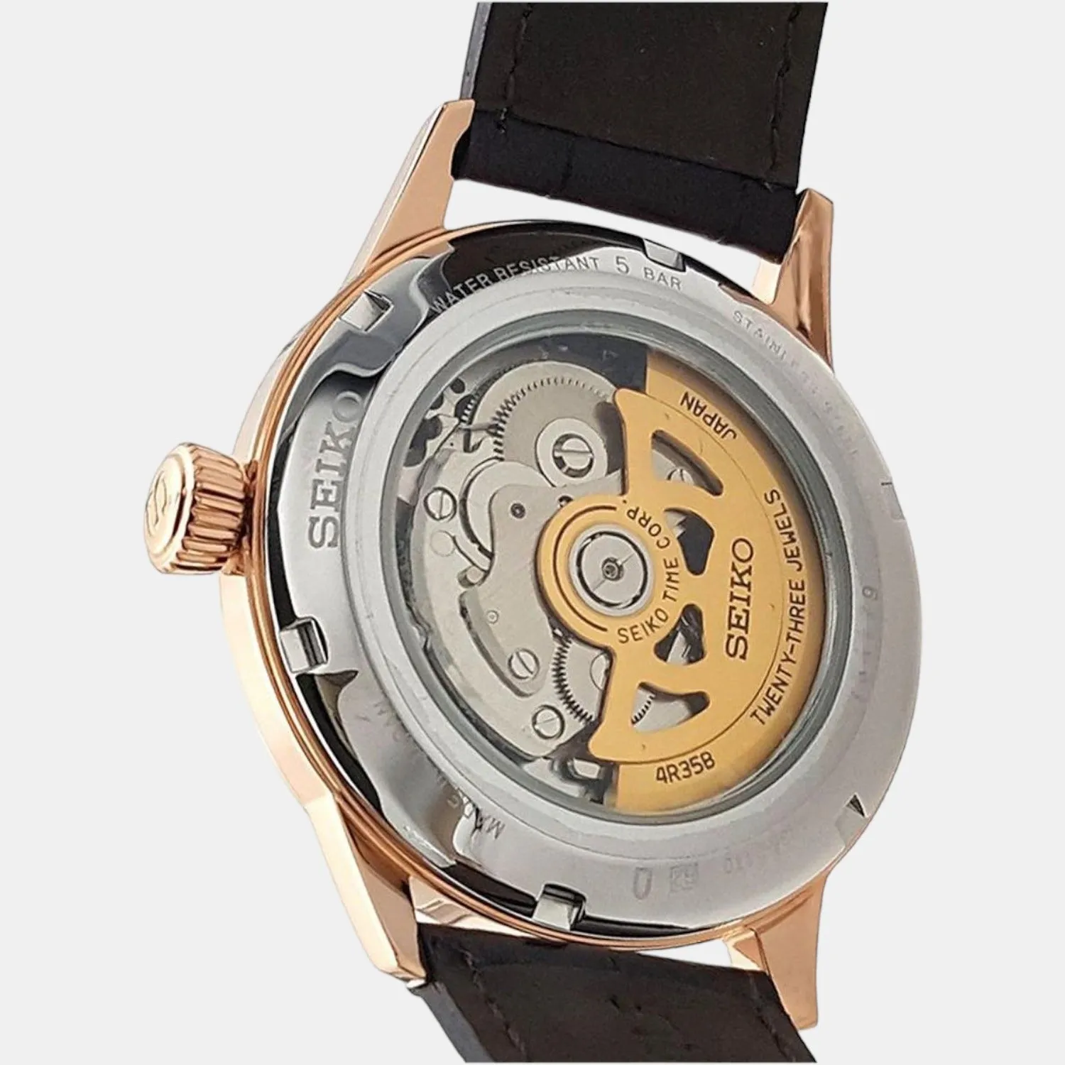 Presage Men Automatic Brown Dial Analog Leather Watch SRPB46J1