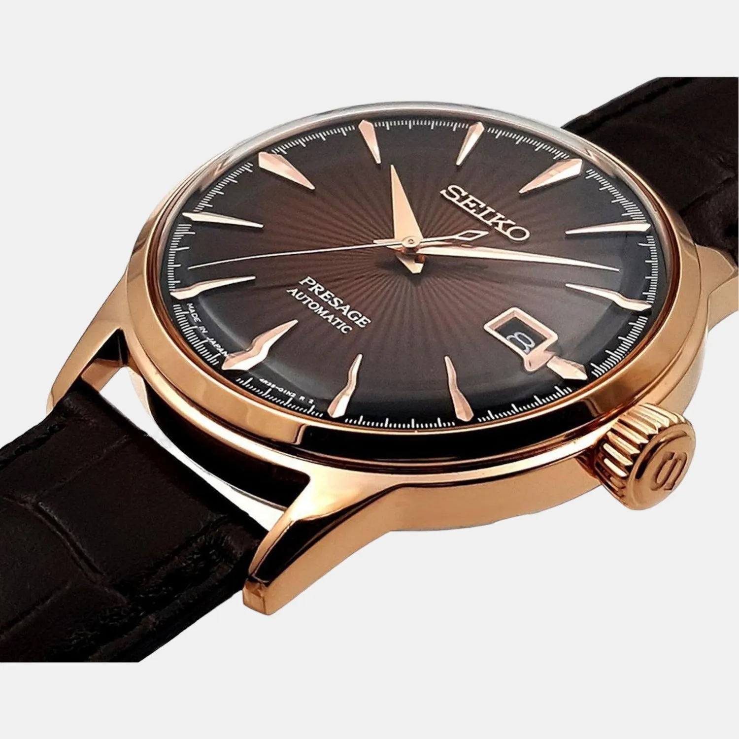 Presage Men Automatic Brown Dial Analog Leather Watch SRPB46J1
