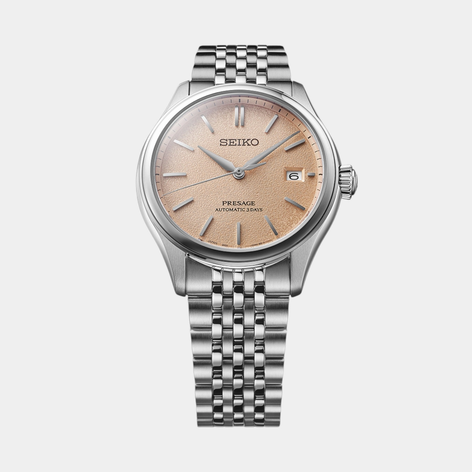 Presage Men Automatic Pale Persimmon Dial Analog Stainless Steel Watch SPB467J1