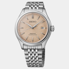 Presage Men Automatic Pale Persimmon Dial Analog Stainless Steel Watch SPB467J1