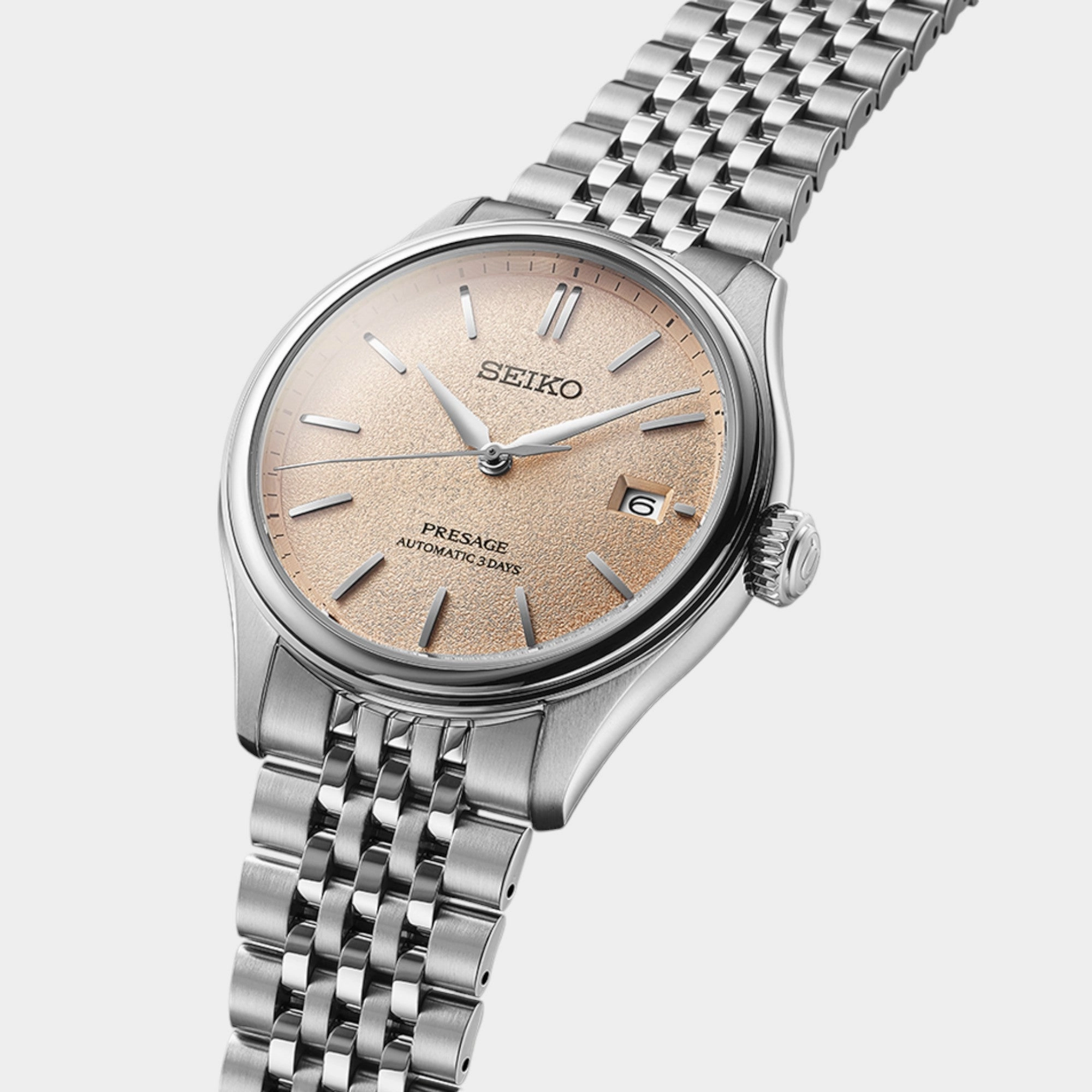 Presage Men Automatic Pale Persimmon Dial Analog Stainless Steel Watch SPB467J1