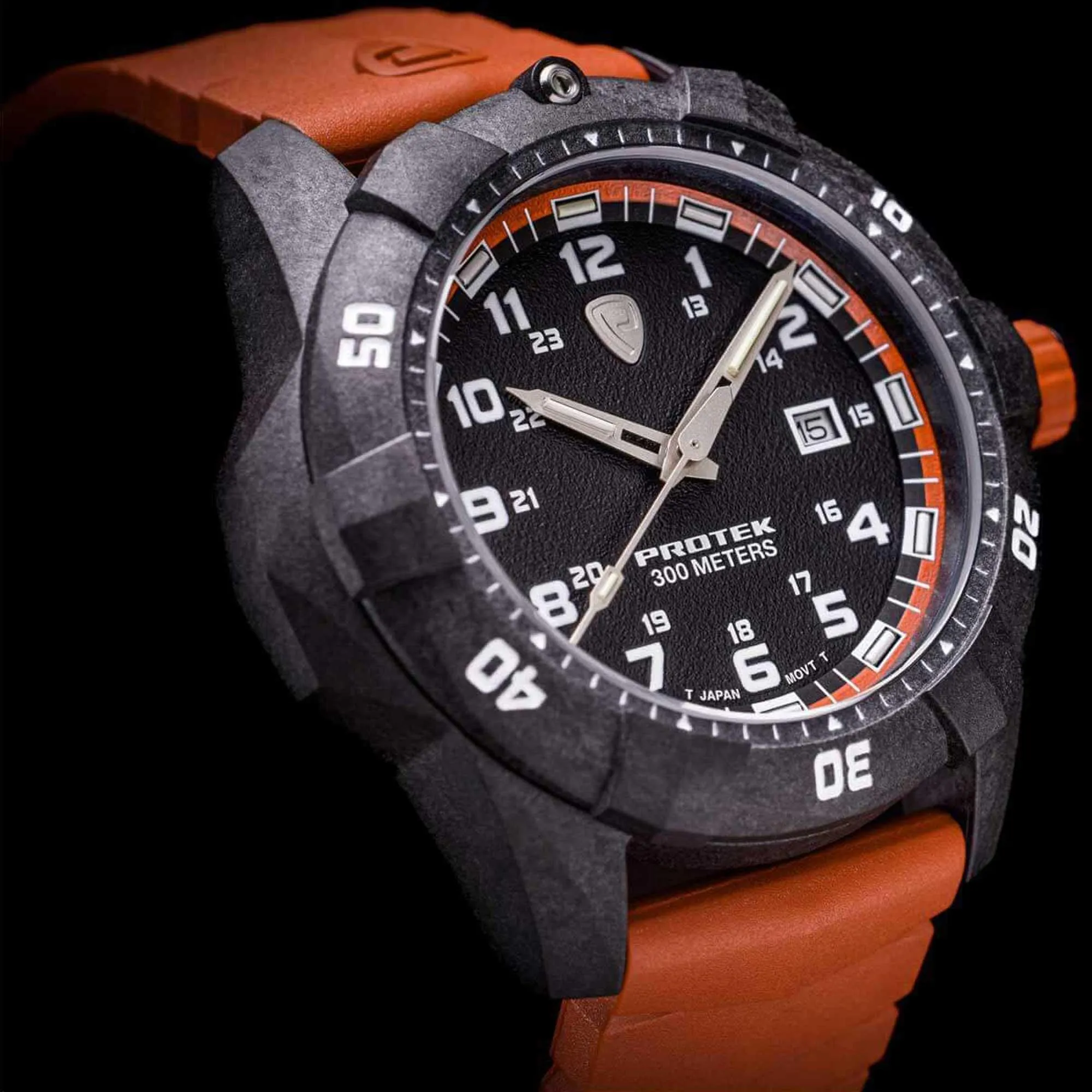 Protek Unisex Quartz Watch - Dive Series Rotating Bezel Orange Rubber Strap | 1004O