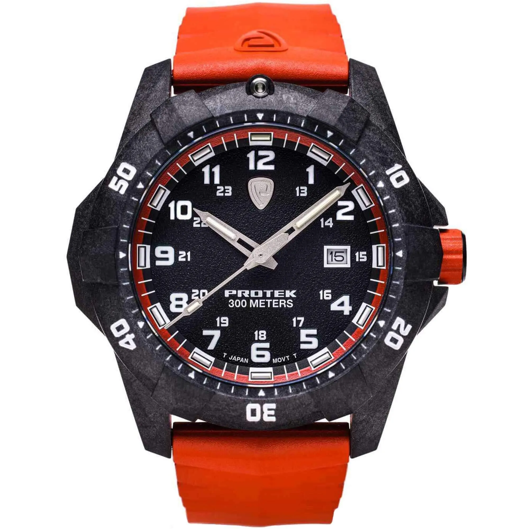 Protek Unisex Quartz Watch - Dive Series Rotating Bezel Orange Rubber Strap | 1004O