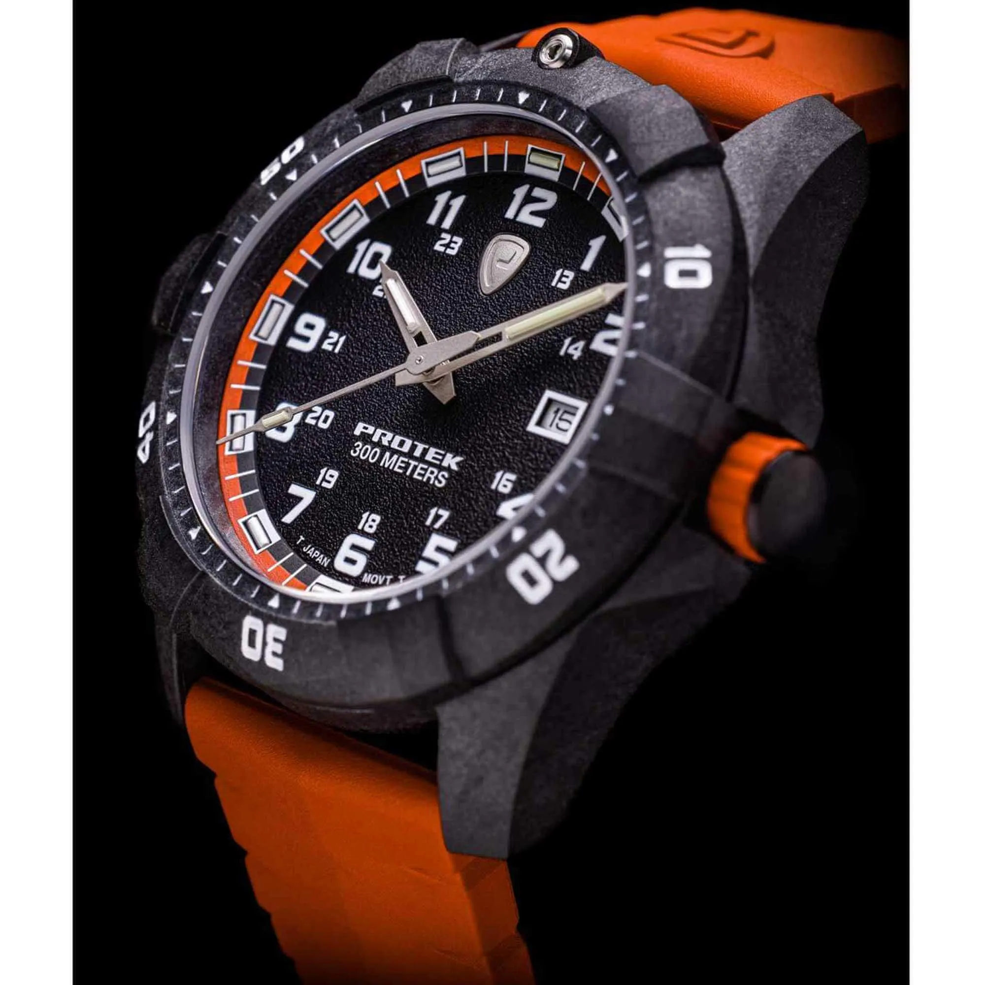 Protek Unisex Quartz Watch - Dive Series Rotating Bezel Orange Rubber Strap | 1004O
