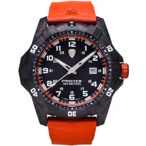 Protek Unisex Quartz Watch - Dive Series Rotating Bezel Orange Rubber Strap | 1004O