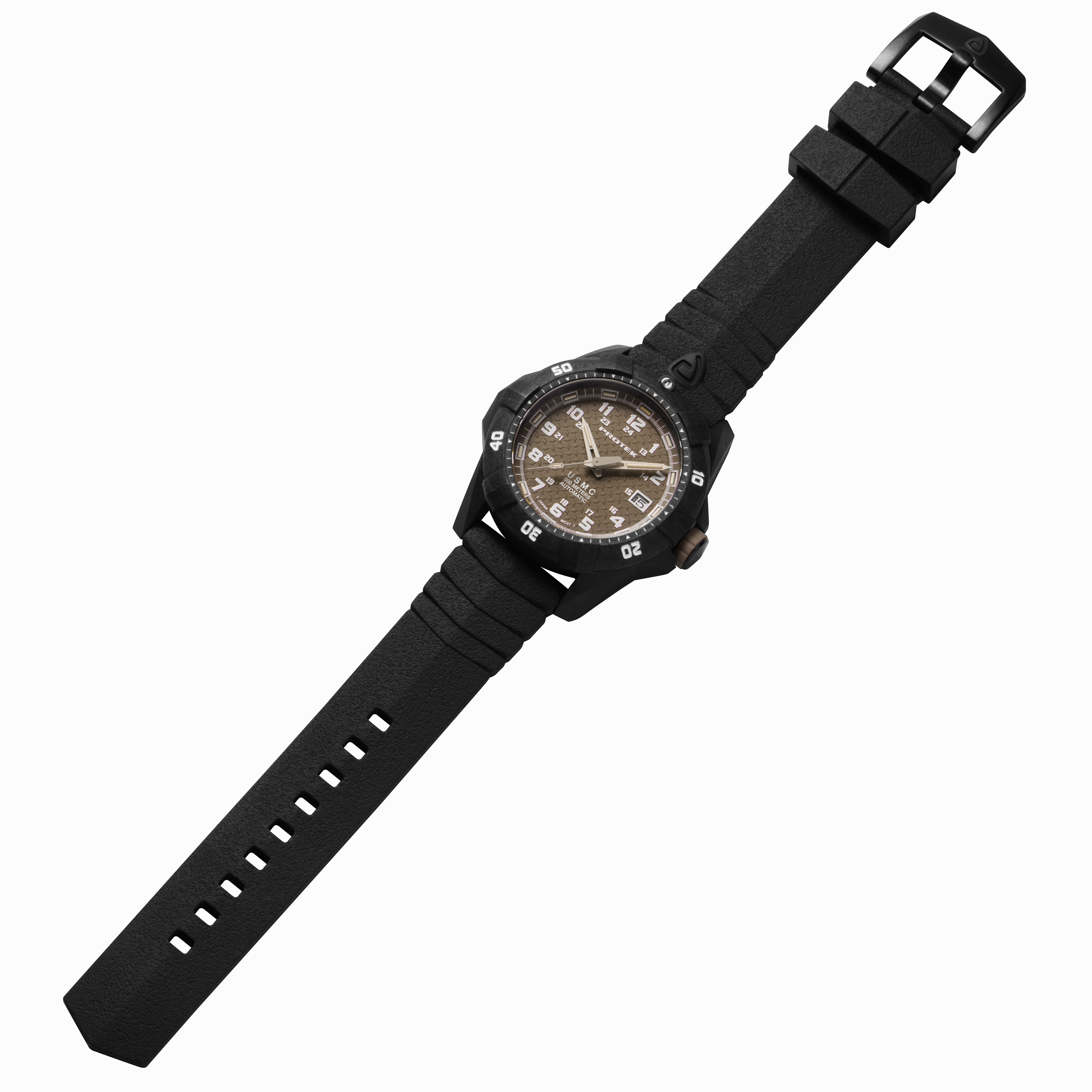 ProTek Men's Watch - USMC Series Automatic Brown Dial Genuine Rubber Strap | 1216