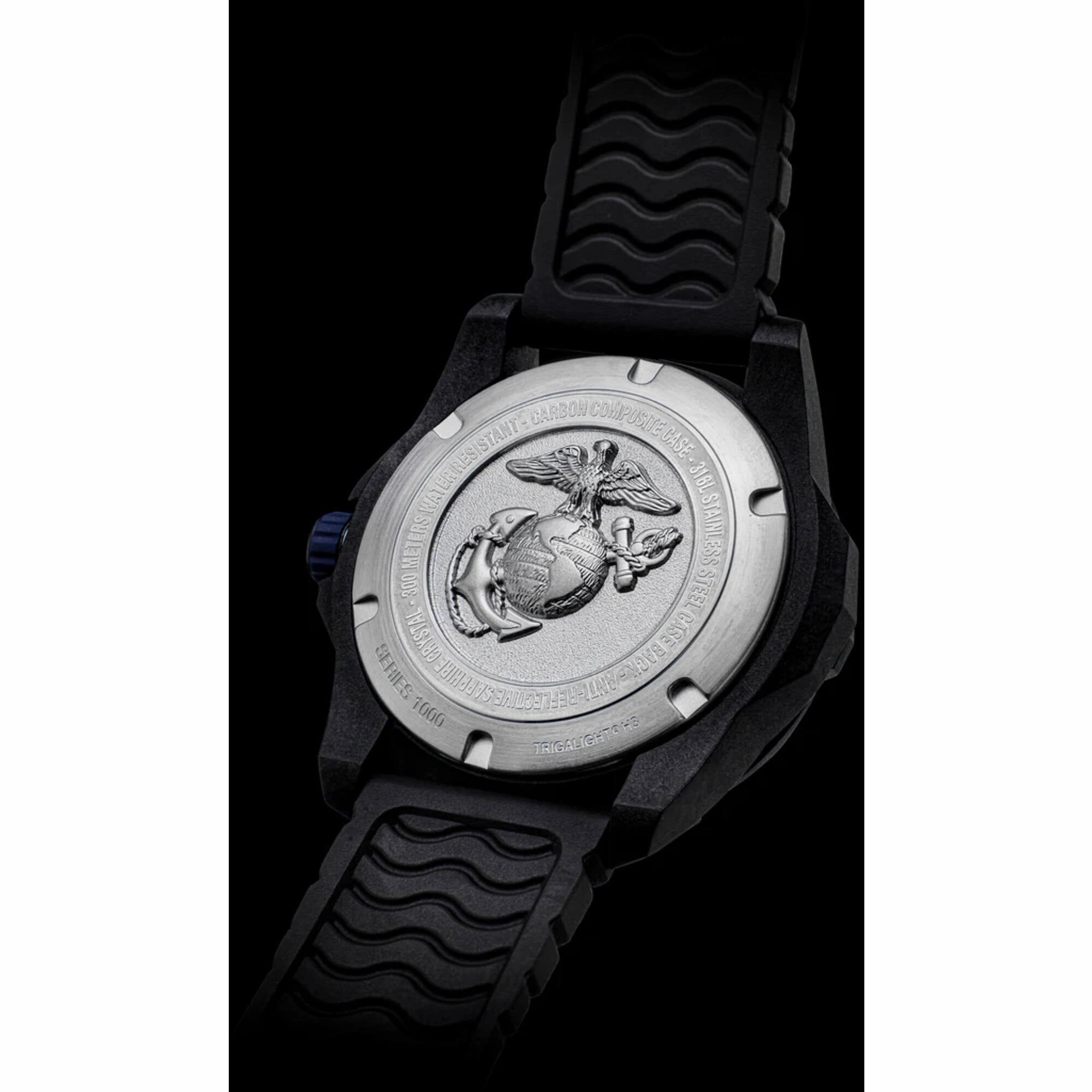 ProTek Men's Watch - USMC Series Quartz Blue Genuine Rubber Strap Date Dive | 1013B