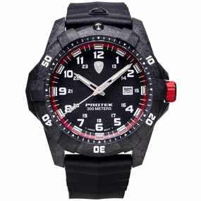 Protek Unisex Quartz Watch - Dive Series Black and Red Dial Rotating Bezel | 1002