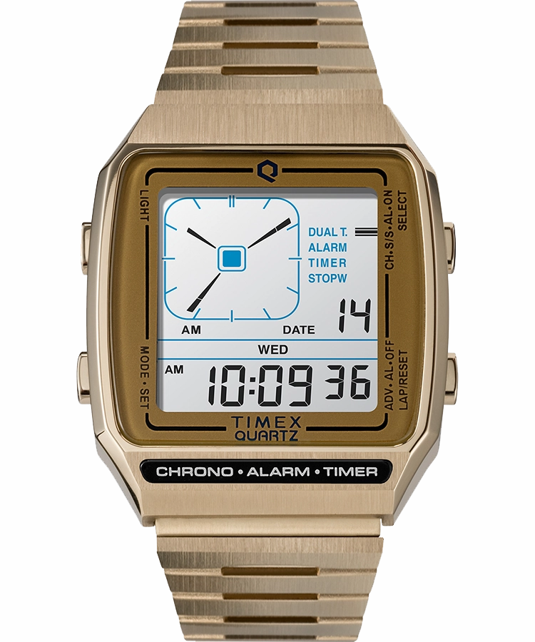 Q Timex Reissue Digital LCA 32.5mm Stainless Steel Bracelet Watch TW2U72500