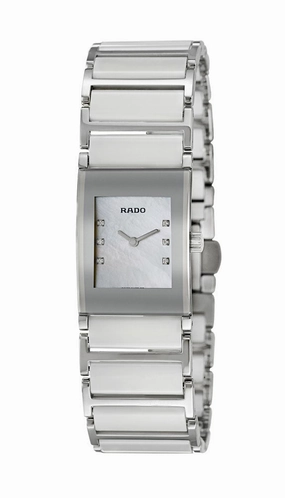 Rado Integral Jubile Stainless Steel and White Ceramic Quartz Mother of Pearl Dial Diamonds Womens Watch R20747901