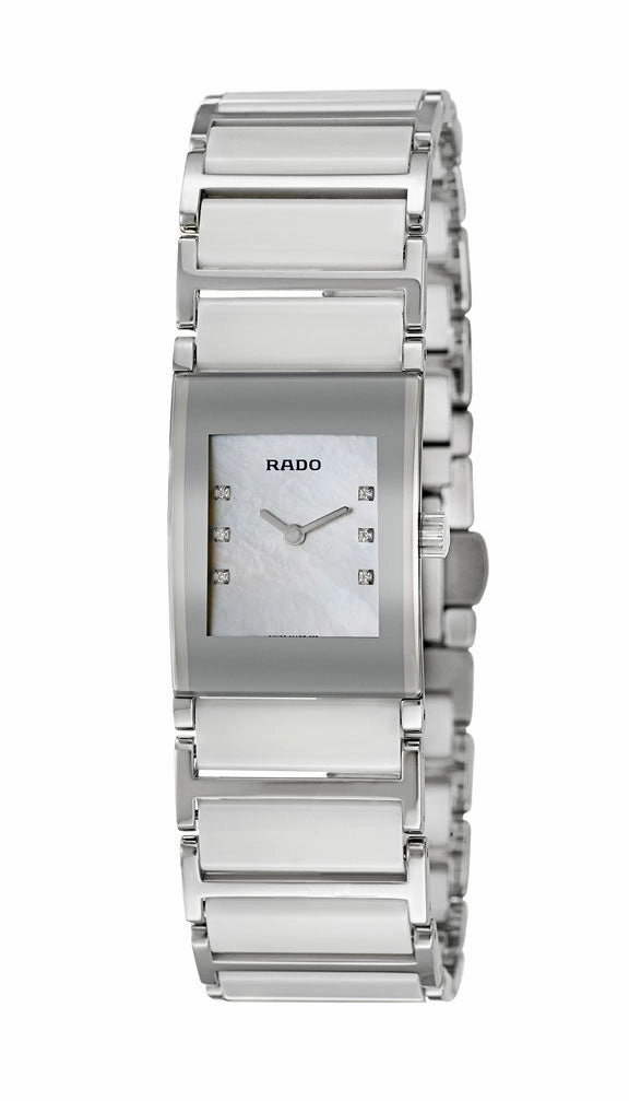 Rado Integral Jubile Stainless Steel and White Ceramic Quartz Mother of Pearl Dial Diamonds Womens Watch R20747901