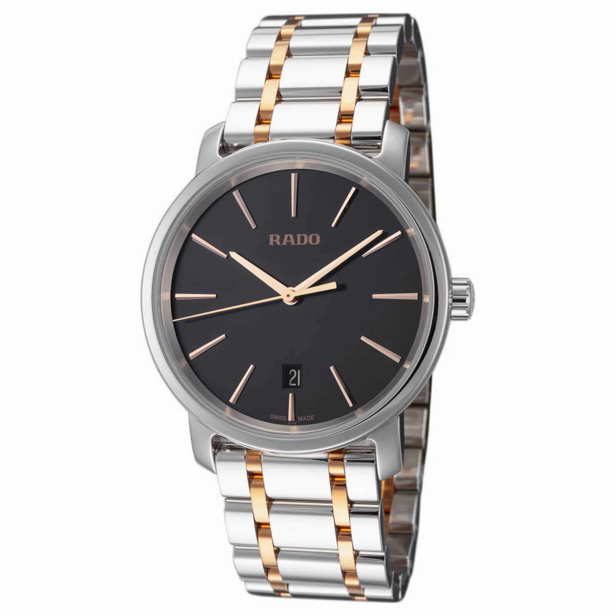 Rado Men's Quartz Watch - DiaMaster Two Tone Silver, Rose Gold Bracelet | R14078163