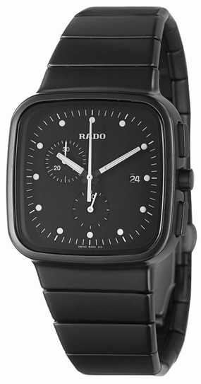 Rado R5.5 Quartz Chronograph Black Ceramic Mens Watch Black Dial Date R28886182