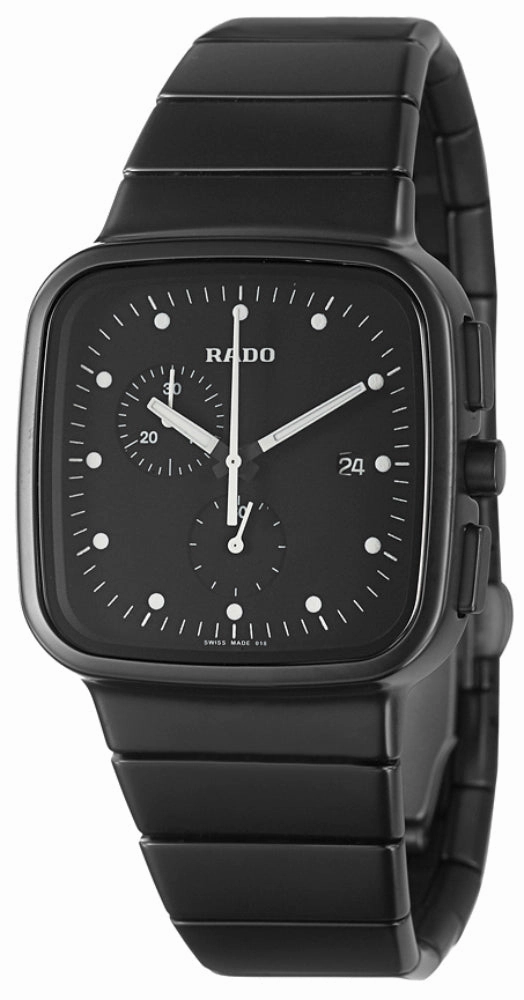 Rado R5.5 Quartz Chronograph Black Ceramic Mens Watch Black Dial Date R28886182