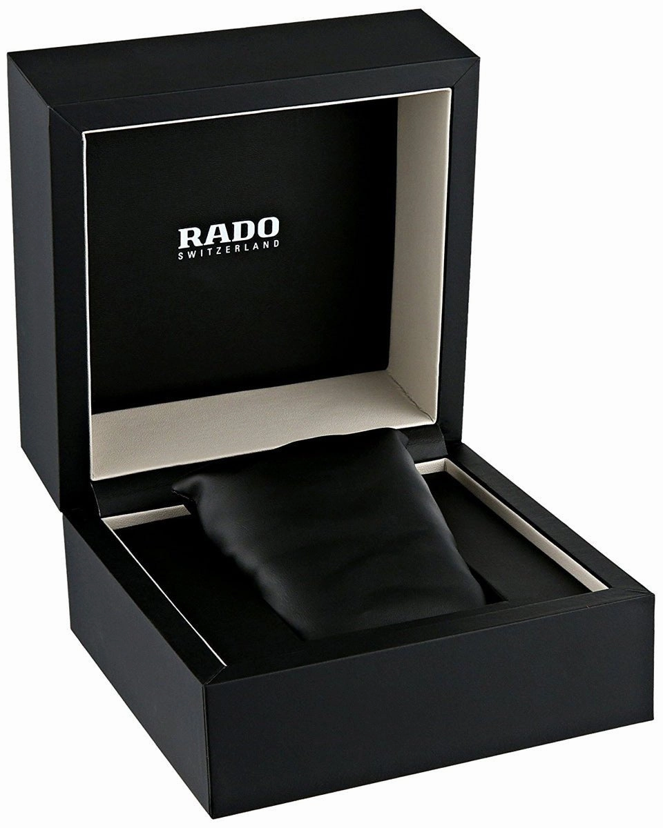 Rado Womens True Thinline R27742159 Analog Black Ceramic Case Rose Gold Hands Rubber Strap Swiss Quartz Watch