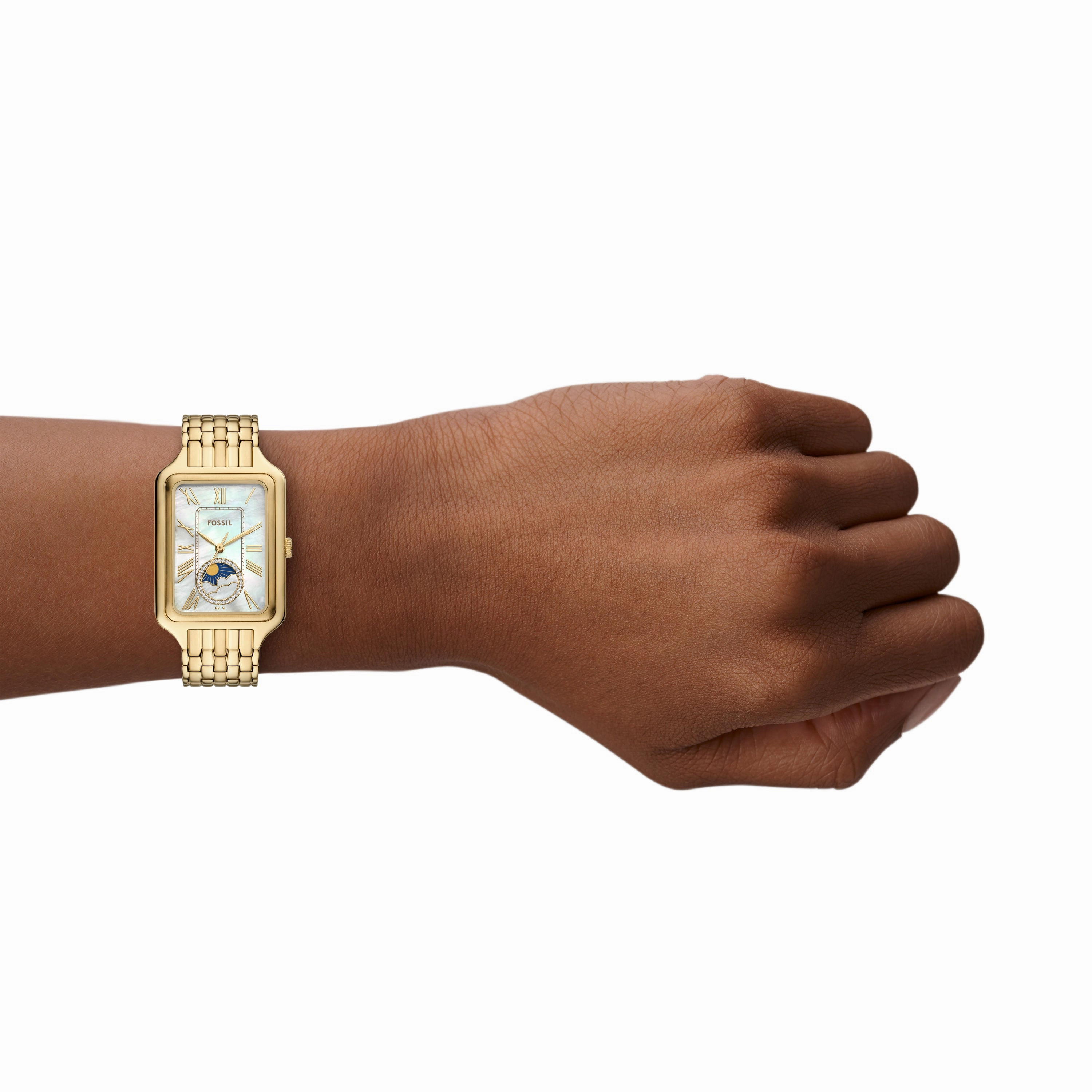 Raquel Sun Moon Multifunction Gold-Tone Stainless Steel Watch