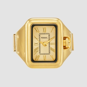 Raquel Women Quartz Gold Dial Ring Analog Stainless Steel Watch ES5343