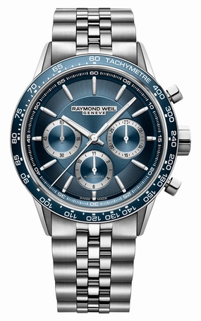 Raymond Weil Freelancer Automatic Chronograph Stainless Steel Blue Dial Mens Watch 7741-ST3-50021