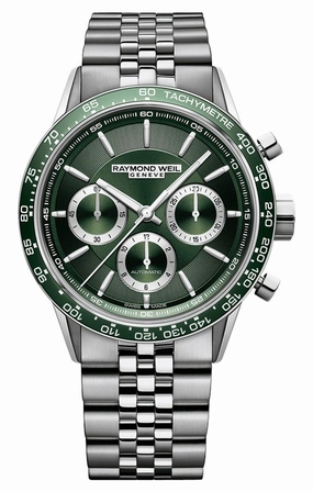 Raymond Weil Freelancer Automatic Chronograph Stainless Steel Green Dial Mens Watch 7741-ST7-52021