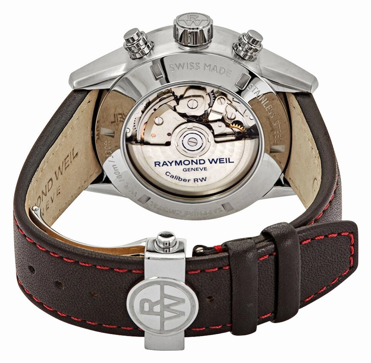 Raymond Weil Freelancer Automatic Chronograph Stainless Steel Grey Dial Black Leather Strap Day/Date Mens Watch 7731-SC1-65421