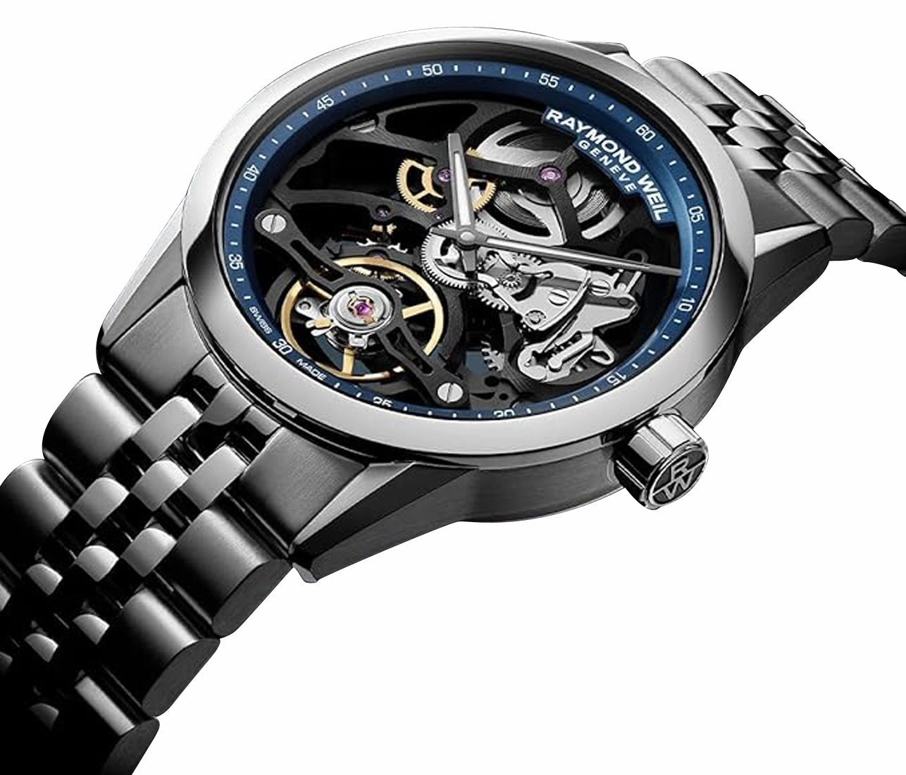 Raymond Weil Freelancer Automatic Stainless Steel Blue/Black Skeleton Dial Mens Watch 2783-ST-50000