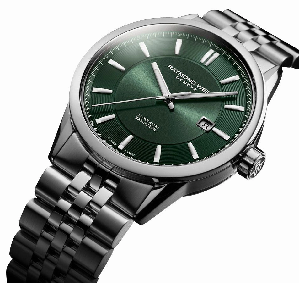 Raymond Weil Freelancer Automatic Stainless Steel Green Dial Date Mens Watch 2731-ST-52001