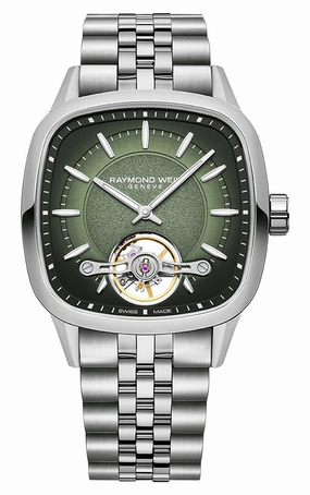 Raymond Weil Freelancer Automatic Stainless Steel Square Green Dial Mens Watch 2790-ST-52051