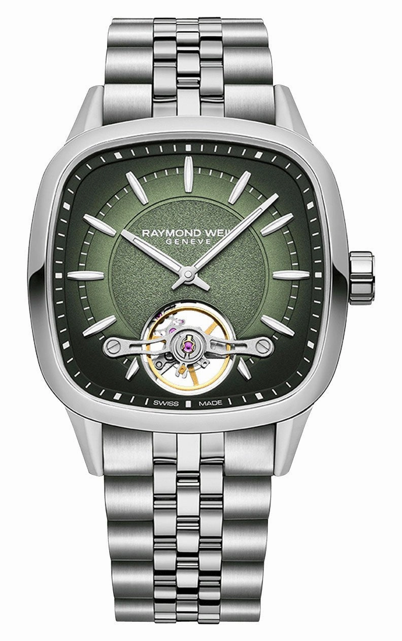 Raymond Weil Freelancer Automatic Stainless Steel Square Green Dial Mens Watch 2790-ST-52051