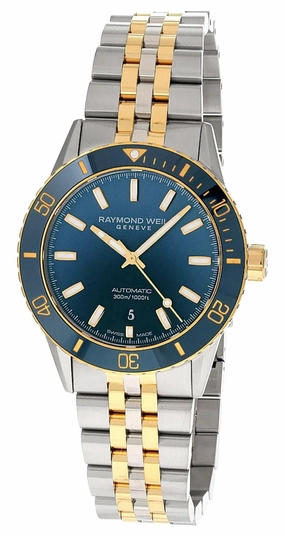 Raymond Weil Freelancer Automatic Two-Tone Stainless Steel Blue Dial Date Divers Mens Watch 2775-SP3-50051